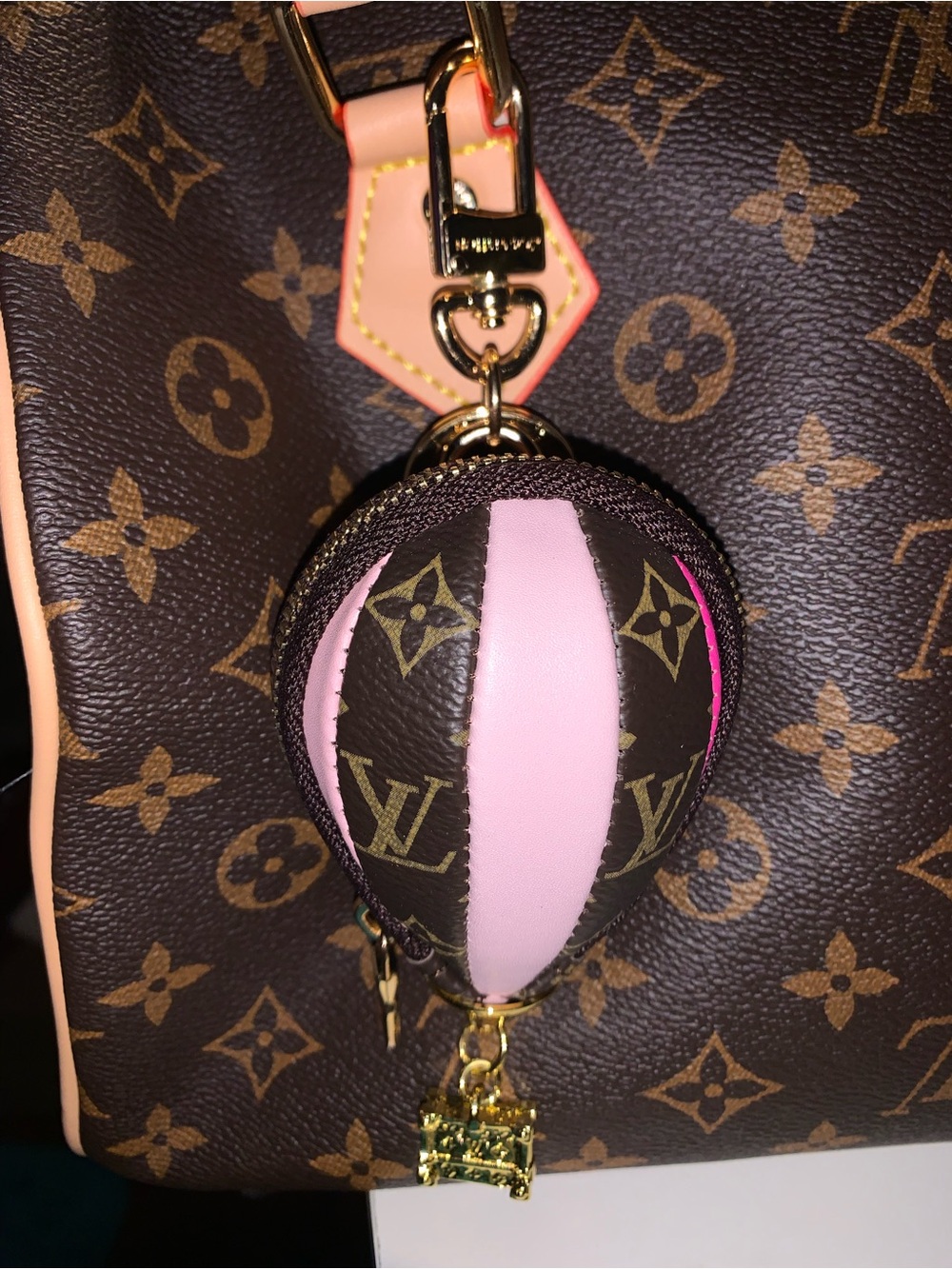 Monogram fashion inspired Hot Air Balloon bag charm keychain pouch - Picture 5 of 8